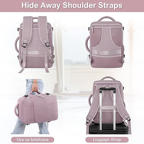 Sinaliy Travel Backpack, Carry on Flight Approved Backpack with Multi-Pockets, TSA Waterproof 17.3inch Laptop Backpack, Personal Item Travel Bag for Men Women, Light Purple - color: Purple, size: X-Large