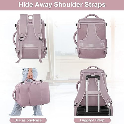Sinaliy Travel laptop Backpack for Women, Personal Item Size Flight Approved, 16 Inch Laptop Bag with Multi-Pockets, College Computer Bag, Waterproof Carry On Backpack Casual Daypack Backpack - color: Purple, size: Large