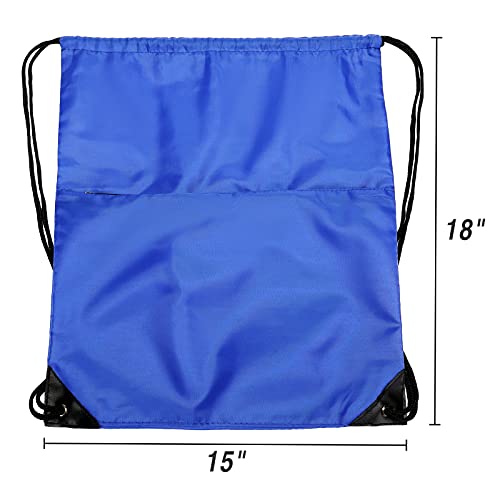 Drawstring Backpack Sports Water Resistant String Bag Sport Gym Sackpack for Women Men Large with Zipper, Royal - color: Royal