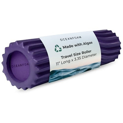 Oceanfoam Ripple Travel Foam Roller (11" x 3.35") Firm Mini Foam Roller for Physical Therapy, Deep Tissue Massage, Back Pain - High Density, Ergonomic Wave Textured - Yoga, Pilates, Exercise (Seafoam) - color: Purple