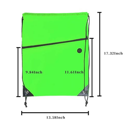 CODOBON Gym Drawstring Backpack with Zipper Pocket - Durable Cinch Sack for Swimming, Sports & Travel - Bulk Drawstring Bags for Men & Women (20, Green) - color: Green