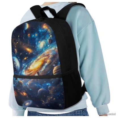 Galaxy Backpack for Boys Kids Backpacks with Lunch Box Pencil Case and Water Bottle Sleeve 4PCS Set Preschool Backpack for Boys 17 Inch Large Capacity School Bag with Front Pocket - color: Galaxy