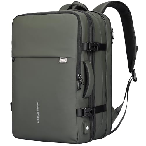 MARK RYDEN Travel Backpack for Men, 40L Airline Approved Carry on Backpack with USB Charging Port, 17.3 Inch Waterproof Business Laptop Backpack - color: Green