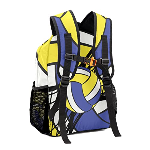 Volleyball Yellow Blue Backpack Personalized Waterproof Casual Daypack Gift for Holiday Birthday - color: Design 4