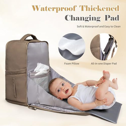 Diaper Bag with Changing Pad Baby Bag for Mom Lightweight Versatile Travel Backpack,15 Pocket,2 Insulated Pockets,Baby Shower Essentials,Brown - color: Brown
