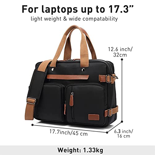 Laptop Backpack for Men Travel Business Fits up to 17.3-inch Computer Convertible Computer Case Carrying Shoulder Messenger Tote Briefcase Sleeve Extra Large Work Business Black Purse Laptop Bag - color: Black-m01