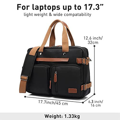 Laptop Backpack for Men Travel Business Fits up to 17.3-inch Computer Convertible Case Carrying Shoulder Messenger Tote Briefcase Extra Large Work Business Accessories Essentials Grey Purse Laptop Bag - color: Grey-m01