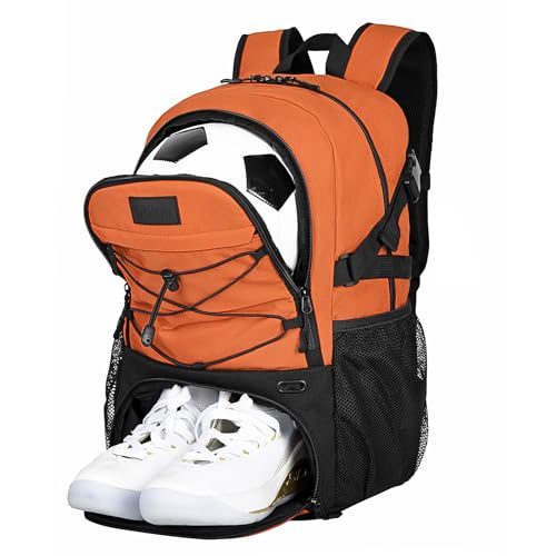 Goloni Soccer Backpack,Basketball Backpack with Ball Compartment & Shoe Compartment,Backpack for Basketball,Soccer - color: Coffee