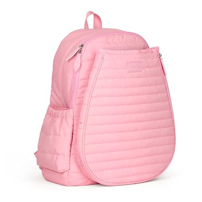 Ame & Lulu Game On Tennis Backpack - Contains Padded & Adjustable Straps - Two Exterior Water Bottle Pockets - color: Light Pink Puffer