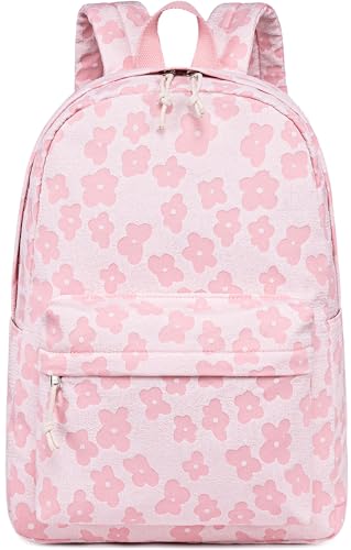 LEDAOU School Backpack for Teen Girls Elementary Middle School Bookbag Kids Backpacks Women Laptop Backpack Travel Daypack - color: Pink Flower
