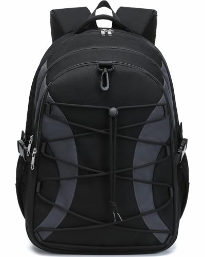 BLUEFAIRY Middle High School Backpack for Teen Boys Girls Large College Bookbag with Laptop Sleeve Back to School Book Bags Mochilas Escolares para Niños Niñas Adolescentes (Black/Dark Gray, Solid) - color: Black/Dark Gray