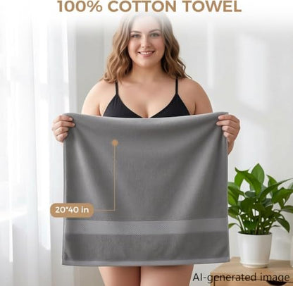 100% Cotton Hand Towel Set of 4, Oversized Ultra Soft Luxury Towels, Thick Plush, Absorbent Heavyweight, Guest Bath, Hotel, Spa, Home Bathroom, Shower,20" x 40" (Grey) - color: Grey