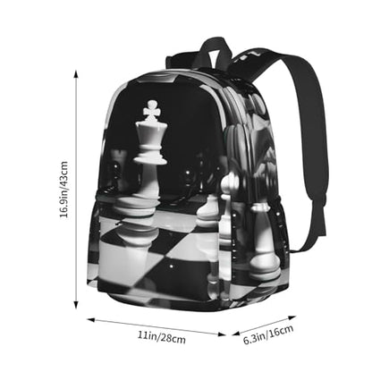 black and white chess Travel Backpack for Men Women 15.6 inch Laptop Backpack Casual Daypack for Weekender - color: Black and White Chess