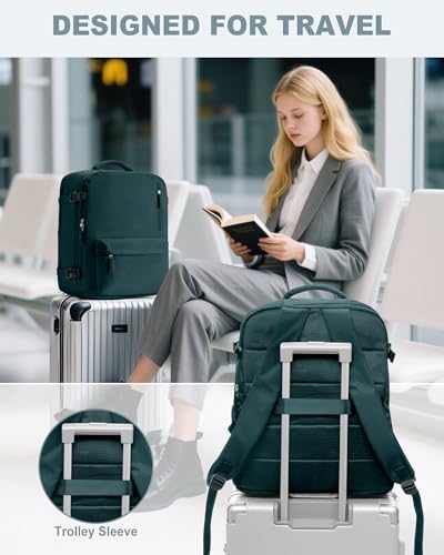 VECAVE 18x14x8 TSA-Approved Personal Item Backpack – Under Seat Carry-On Travel Bag for Women, Fits 15.6" Laptop, with Water Bottle & Shoe Pouch, Airline Travel Backpack Flight approved Blue - color: H2-blue, size: Large