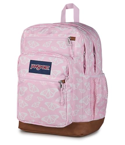 JanSport Cool Backpack with 15-inch Laptop Sleeve, Large Computer Bag Rucksack with 2 Compartments, Ergonomic Straps, Flutter By - color: Flutter By Pink Ice/White/Pink Ice