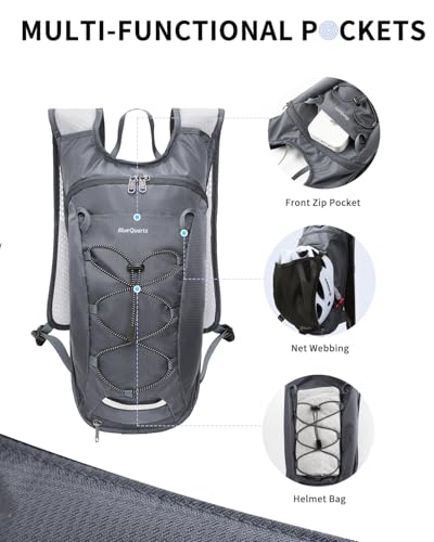 Blue Quartz Hydration Backpack with 2L Water Bladder, Hiking Water Pack with Insulated Compartment for Women Men, Lightweight Cycling Daypack with Phone Pocket, Hydration Pack for Running,Biking - color: Grey