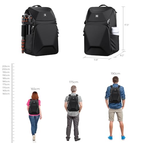 K&F CONCEPT Camera Backpack Hard Shell 20L Photography Camera Bag Hardshell Case with Tripod Holder&Laptop Compartment