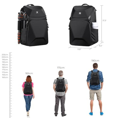 K&F CONCEPT Camera Backpack Hard Shell 20L Photography Camera Bag Hardshell Case with Tripod Holder&Laptop Compartment