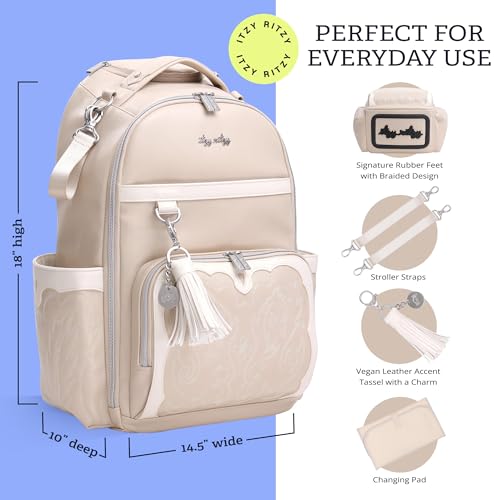 Itzy Ritzy Boss Plus Large Diaper Bag Backpack with 19 Pockets (Oat) - color: Oat