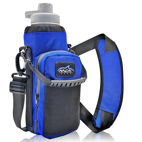 Arca Gear 40 oz Hydro Carrier - Insulated Water Bottle Sling w/Carry Handle, Shoulder Strap, Wallet and Two Pouches - The Perfect Flask Accessory - Deep Blue - color: Deep Blue