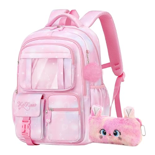 Girls Backpack for School Kids Backpack for Girls Cute Kids Kawaii Bookbag Book Bag for Elementary Primary School - color: Pink-xk