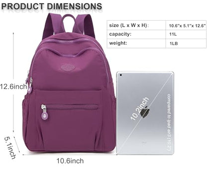 Pealwel Mini Backpack Purse for Women,Small Nylon backpacks for Ladies Backpacks Women Anti Theft Travel Bag (Purple) - color: Purple