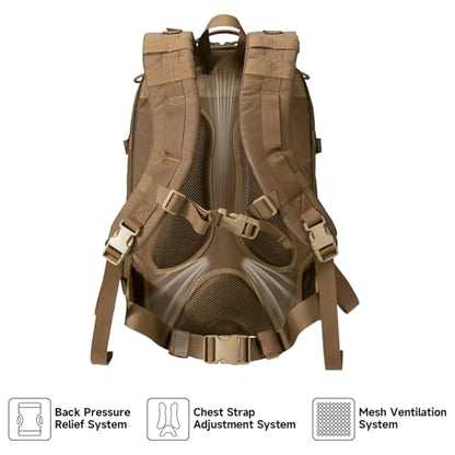 EXCELLENT ELITE SPANKER 43L Tactical Military Backpack for Men and Women Large Rucksack Assault Pack Bag for Outdoor Camping, Hiking,Travel Backpacking(Coyote Brown) - color: Coyote Brown