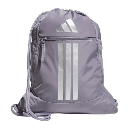 adidas Alliance Sackpack – Drawstring Backpack for Sports, Small Gym Bag - color: Slate Grey/Silver Metallic/3