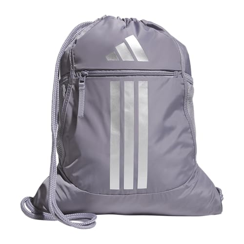 adidas Alliance Sackpack – Drawstring Backpack for Sports, Small Gym Bag - color: Slate Grey/Silver Metallic/3