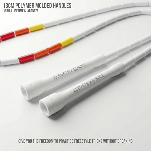 Pro-Grade Beaded Jump Rope for Beginners - color: White/Red/Orange/Yellow