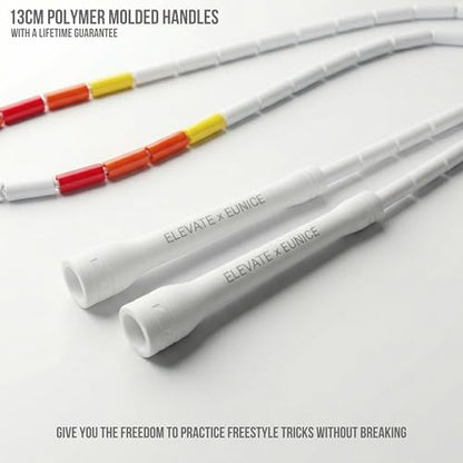 Pro-Grade Beaded Jump Rope for Beginners - color: White/Red/Orange/Yellow