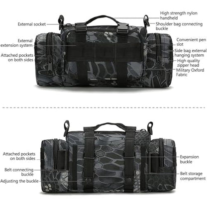Deployment Bag Waist Tactical Pack Small Sling Pack Hand Carry Handlebar Bag (Desert Digital) - color: Desert Digital
