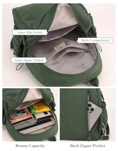 Mini Backpack for Women Nylon Small Backpack Purse Crossbody Sling Bag Convertible Backpack Casual Shopping Daypack (Dark Green) - color: Dark Green