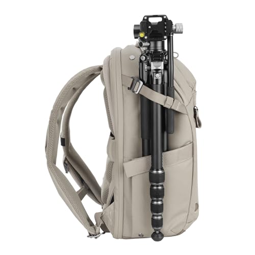 VANGUARD VEO Metro B20L Camera & Everyday Backpack (Cream) – Fits 70–200mm Attached, 14" Laptop Storage, Convertible Daypack Design, Carry-On Ready - color: Cream, size: 20L