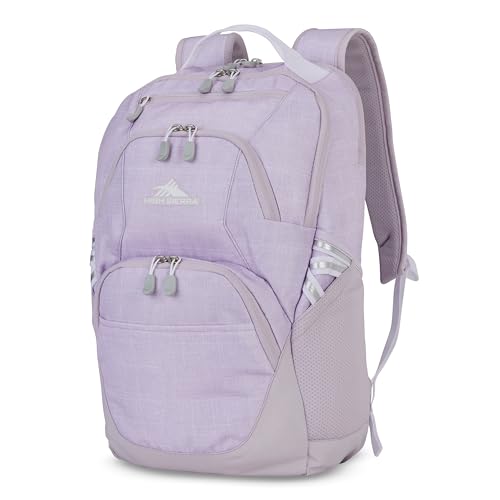 High Sierra Swoop Backpack, Lightweight Bookbag, Large Main Compartment + External Accessory Pockets, Separate Laptop Pocket, Dual Water Bottle Pockets, Fits most 17” Laptops, 30L Capacity, Orchid - color: Orchid Heather