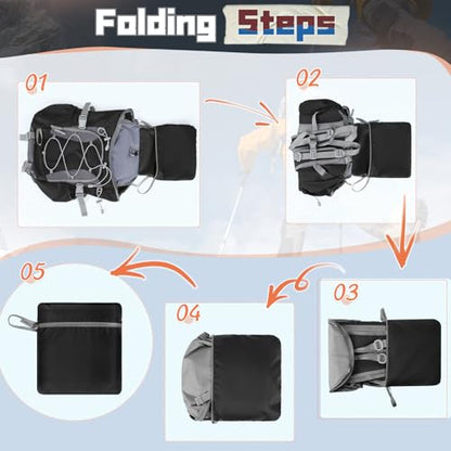 RAINSMORE Foldable Hiking Backpack for Women Men Packable Camping Backpack 40L Waterproof Hiking Daypack Bag Lightweight Collapsible Daypack for Travel Trekking Mountaineering Large Capacity Black - color: Black and Grey