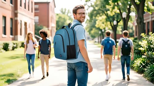 CAFELE Laptop Backpack 17.3 Inch Computer Backpack Daypack Water-Repellent Laptop Bag with USB Charging Port for Business/School/Travel/Women/Men (Lake blue, 17.3 Inches) - color: Lake Blue