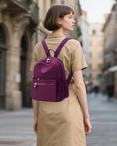 Tanweibago Mini Nylon Women Backpacks,11L Small Ladies backpacks Casual Lightweight Women Shopping Travel Daypack (Purple) - color: Purple