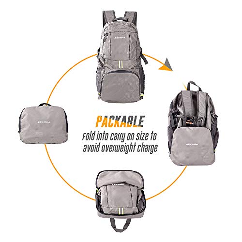 35L Lightweight Packable Backpack Waterproof Durable Hiking Travel Backpack Daypack - color: Gray