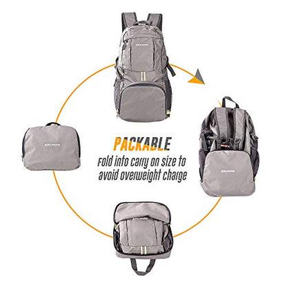 35L Lightweight Packable Backpack Waterproof Durable Hiking Travel Backpack Daypack - color: Gray