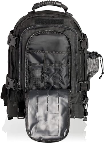 Expandable 40-64L Military Tactical Backpack 3 Day Bag Hiking Gym Sport Camping - color: Black