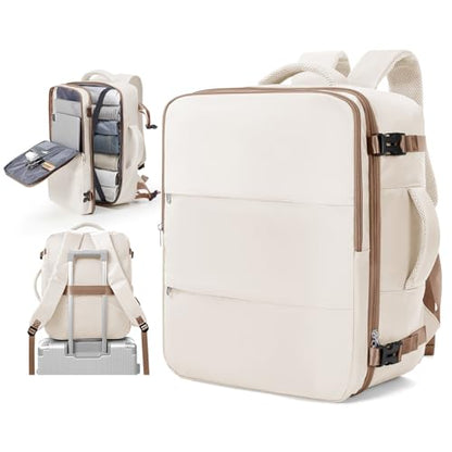 suradar Travel Backpack for Women Men,Carry On Backpack Flight Approved Hiking Backpack Rucksack Casual Daypack Personal Item Travel Weekender Essentials Backpacks Beige Brown - color: A10-beige Brown, size: Large