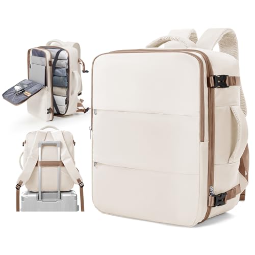 suradar Travel Backpack for Women Men,Carry On Backpack Flight Approved Hiking Backpack Rucksack Casual Daypack Personal Item Travel Weekender Essentials Backpacks Beige Brown - color: A10-beige Brown, size: Large