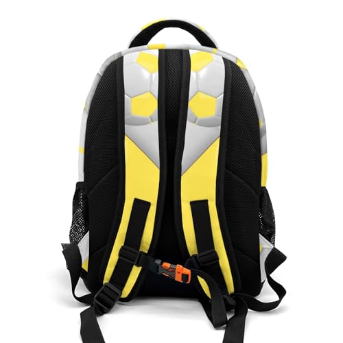 Sport Ball Athlete Player Soccer Yellow Primary Elementary School Bags Middle School Book Bags Dinosaur Bookbags for Preschool Child Grandson - color: Yellow