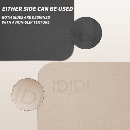 Yoga Mat with Strap,Non-Skid Workout Mat,8mm Thick Yoga Mat,POE Yoga Mats for Women Men Kids,Exercise Mat with Easy-Cinch,72"x24"x0.32” (183x61x0.8cm) - color: Beige+Black