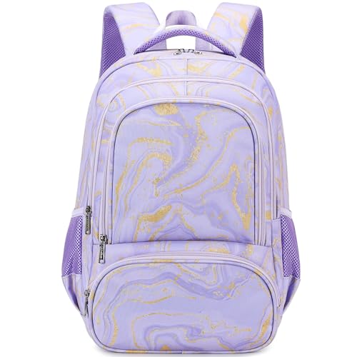 abshoo Marble Lightweight Kids Backpack For School Girls Elementary Kindergarten Bookbag School Bags (Marble Purple) - color: Marble Purple