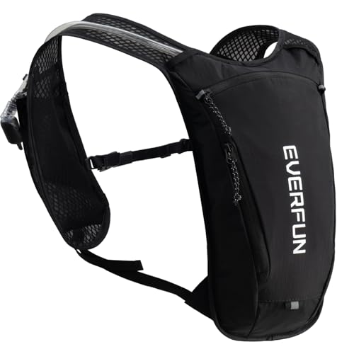 EVERFUN Hydration Backpack Running Vest Small Hiking Water Backpack with 1.5L Water Bladder for Women Men, Lightweight Reflective Phone Holder Hydro Pack for Trail Running, Biking, Race, Marathons - style: Black