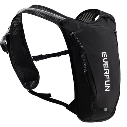 EVERFUN Hydration Backpack Running Vest Small Hiking Water Backpack with 1.5L Water Bladder for Women Men, Lightweight Reflective Phone Holder Hydro Pack for Trail Running, Biking, Race, Marathons - style: Black
