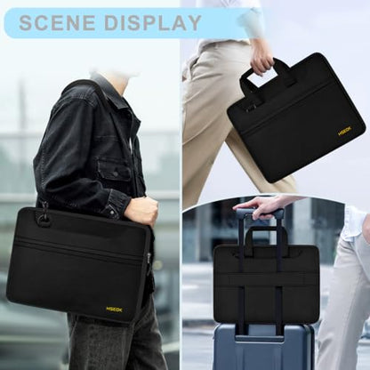 Hseok Laptop Shoulder Bag 15.6-16 inch Case,Water-Resistant Shockproof Computer Handbag with Small Case Compatible with MacBook Pro/Neo 16",Mac Air 15 M5, XPS 15/16 and most 15.6-16 PC,Black - color: Black, size: 15.6-16"