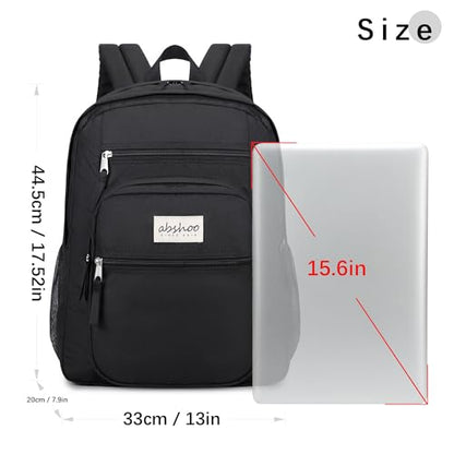 abshoo 34L Large Backpack for School Water Resistant Women Men Bookbag For College, Middle High School, Travel (Black) - color: Black
